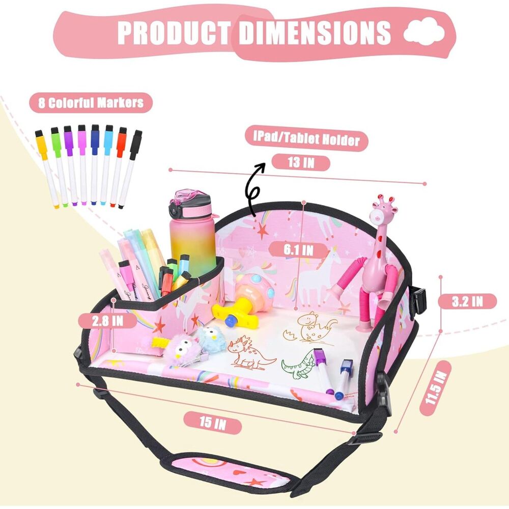 Kids Travel Tray for Toddler Car Seat – ortable Lap Desk & Activity Organizer
